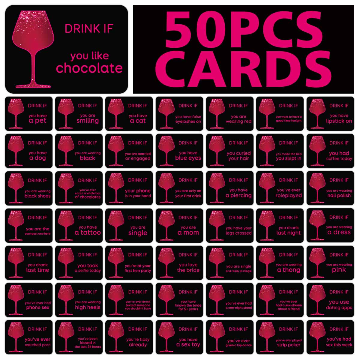 Party Games Bachelorette - 50 шт. карточек для игры с